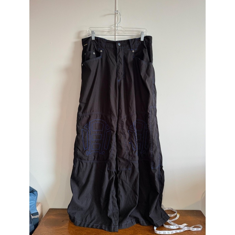 Vintage‎ Kikwear K-NET Pants Mens 34x32 Black Cargo Wide Leg Baggy Rave Y2K
